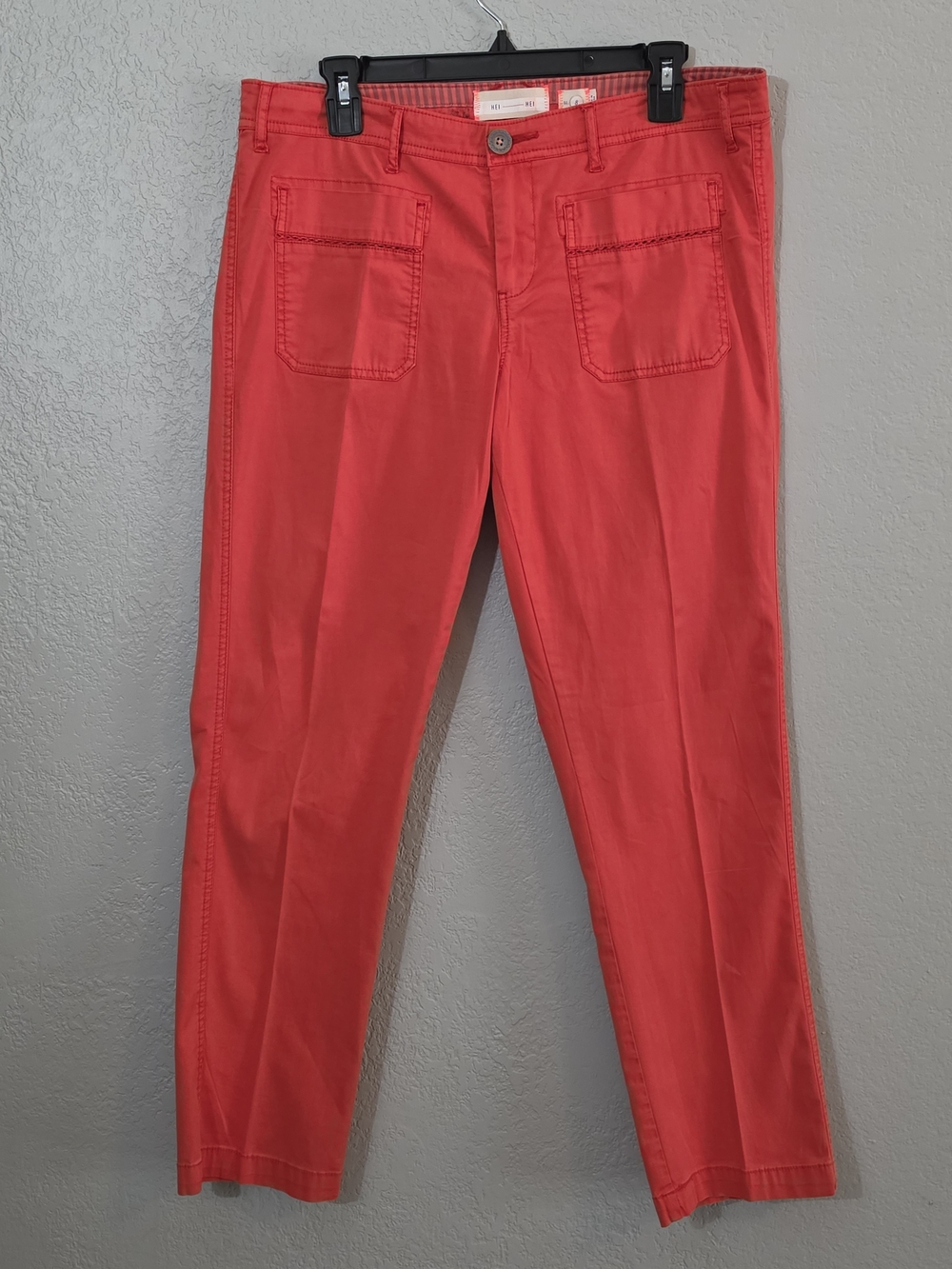 Anthropologie HeiHei Straight-Leg Coral Pants Mid Rise Ankle Womens 8